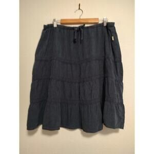 Raintree Hemp Blue Tiered Elastic Waist Pull-On Flared Skirt Size 16